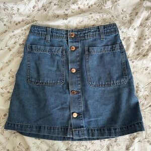 Jacqueline de Yong Denim Button front Skirt - blue with rose gold buttons